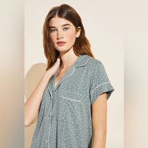 Eberjey Sage Green Patterned Pajama Top